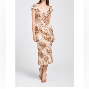 Wayf 2 Piece Set Brown and Cream Python Print Top & Skirt